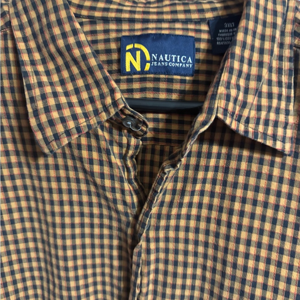 Nautica Men's Plaid Shirt - Brown and Yellow 3xlt